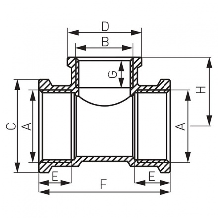 Тройник Ferro хром вр 3/4-1/2-3/4 T08C