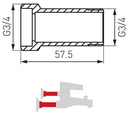 Удлинитель для смесителя Ferro хром вр-нр 3/4 P480