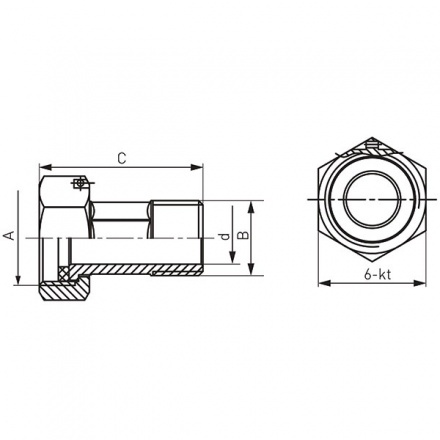 Полумуфта для водомера Ferro латунь вр2 1/2-нр2 SG16