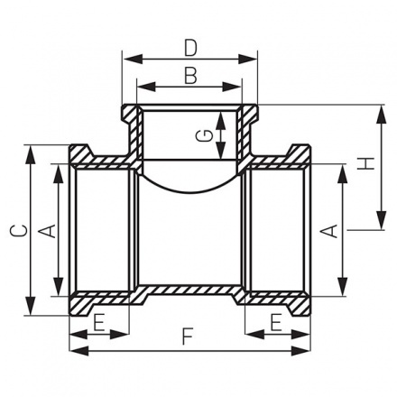 Тройник редукционный Ferro латунь вр 1-3/4-1 T10ZW