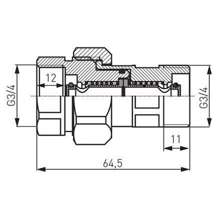 Муфта с обратным клапаном Ferro латунь нр-вр 3/4 SN01W