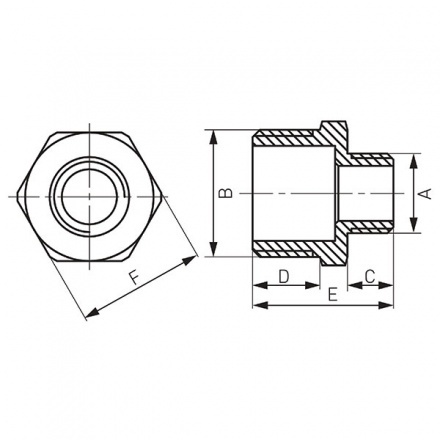 Ниппель редукционный Ferro хром нр3/8-нр1/2 N11C