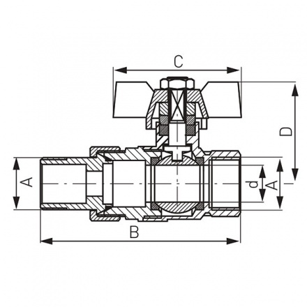 Шаровой кран Ferro NORMAL 25 бар с муфтой нр-вр3/4 KS2