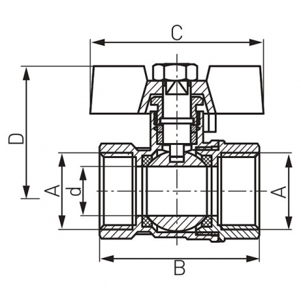 Шаровой кран Ferro STANDARD 16 бар вр-вр3/4 KMS2
