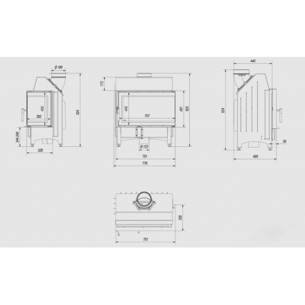 Каминная топка Kratki Zibi/P/BS/DECO