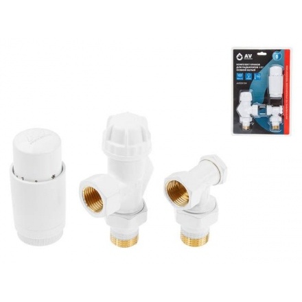 Комплект кранов для радиаторов AV осевой белый 1/2"