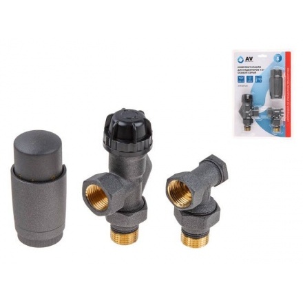 Комплект кранов для радиаторов AV осевой серый 1/2"
