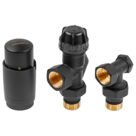 Комплект кранов для радиаторов AV осевой чёрный 1/2"