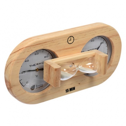 Термометр и гигрометр для бани с песочными часами 18028