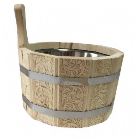 Ушат шайка 3л с нержавеющей вставкой (ЛТ-10) с тиснением Цветы