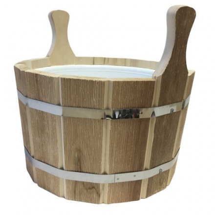 Шайка 8л с пластиковой вкладкой (ПЛ-12) с тиснением Под старину