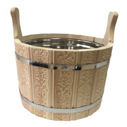 Шайка 10л с нержавеющей вкладкой с тиснением Цветы