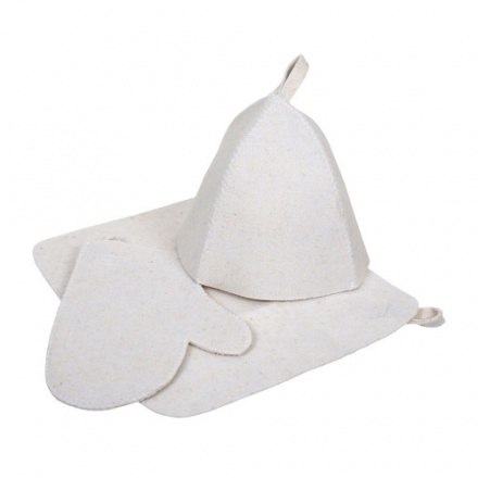 Набор для бани из трех предметов (Шапка, коврик, рукавица) 42013