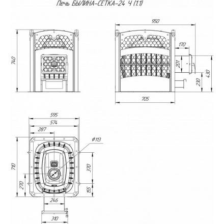 Печь для бани Теплодар Былина-сетка-24 Ч (1.1)