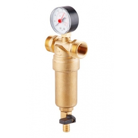 Фильтр магистральный самопромывной AV Engineering 3/4" 100 мкм с манометром