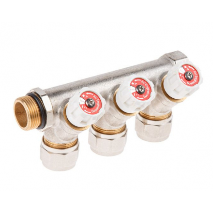 Коллектор с отсекающими вентилями 3/4х3 выхода 16х2 AV ENGINEERING (AVE1132003)