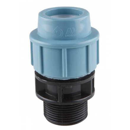 Муфта ПНД компрессионная с наружной резьбой AV ENGINEERING