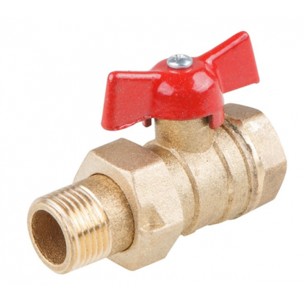 Кран шаровой 1/2" наружная-внутренняя резьба со сгоном, бабочка ЦВЕТЛИТ (ЦРБ0049)