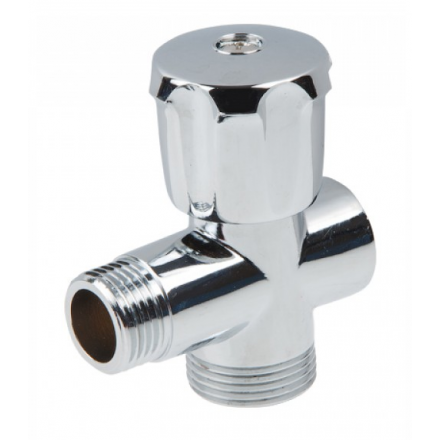 Кран вентильный 1/2"х3/4" для стиральной машины трехпроходной хром AV ENGINEERING (AVE255123412)