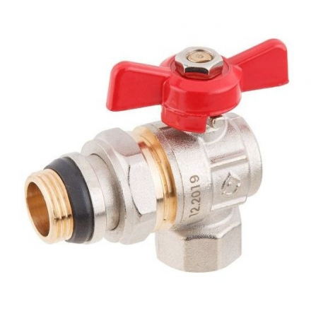 Кран шаровой угловой 3/4" PN40 с внутренней резьбой бабочка AV ENGINEERING (AVE095034E) с уплотнительным кольцом