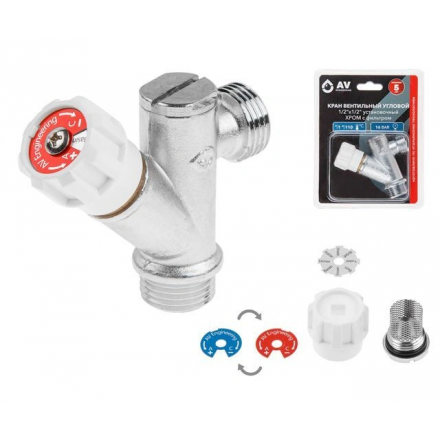 Кран вентильный угловой 3/4х1/2 для стиральной машины хром AV ENGINEERING (AVE2573412)