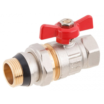 Кран шаровой 1/2" PN40 с внутренней резьбой бабочка AV ENGINEERING (AVE095012) с уплотнительным кольцом