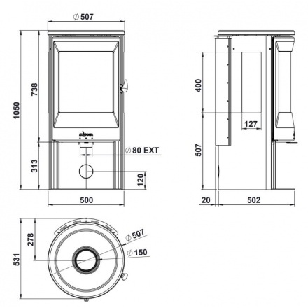 Печь-камин Invicta Poele Neosen 3 Vitres