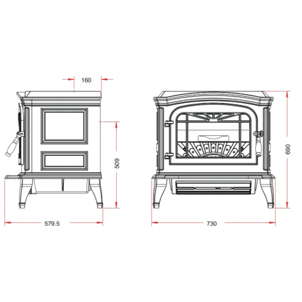 Печь-камин Invicta Bradford красная эмаль