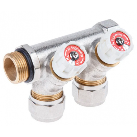 Коллектор с отсекающими вентилями 3/4х2 выхода 16х2 AV ENGINEERING (AVE1132002)