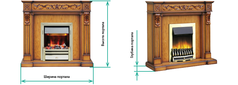 размеры портала для камина