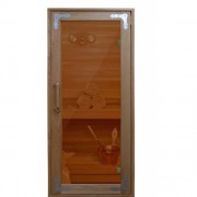 Дверь для бани ComfortProm 800х2000 деревянная со стеклом, бронза прозрачная