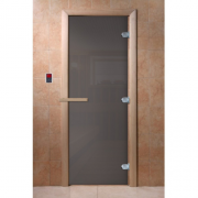 Дверь для сауны Doorwood Сумерки Графит прозрачный 1700x700 (листва, стекло 8 мм, 3 петли)