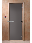 Дверь в баню и сауну Doorwood Графит матовый 1900x700 (листва, стекло 8 мм, 3 петли)