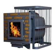 Банная печь ComfortProm премиум чугун (до 26 м. куб.) дверь со стеклом декор