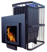 Банная печь ComfortProm премиум чугун закрытая каменка (до 26 м. куб.) дверь со стеклом