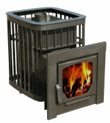 Печь для бани Варвара "Каменка" с контуром панор. дверь