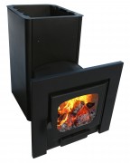 Печь для бани Варвара Мини без контура панорамная дверь удлиненная топка