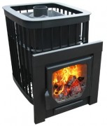 Печь для бани Варвара "Каменка Мини" панор. дв. укор. топка