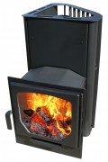 Печь для бани Варвара "Бермуда" угловая панорамная