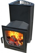 Печь для бани Варвара "Бермуда" угл. панорамная удл. топка