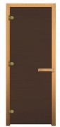 Дверь для бани стеклянная Везувий Бронза матовая 1800x700 716 CR (осина, стекло 8 мм, 3 петли)