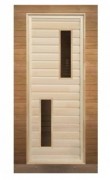 Банная дверь для бани из дерева липа с 2-мя стеклами 1900x700