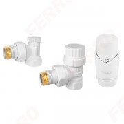 Комплект радиаторный с термоголовкой GT31, 1/2" угловой белый Ferro
