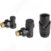 Комплект радиаторный с термоголовкой GT31, 1/2" угловой чёрный Ferro
