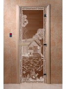 Дверь для бани Doorwood Бронза 2000x800 (стекло 8 мм, 3 петли)