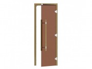 Дверь 560 правая Sawo 1890х690, осина, 8 мм, 3 петли, бронза