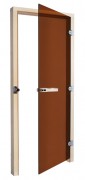 Дверь правая Sawo 1890х690, осина, 8 мм, 3 петли, бронза