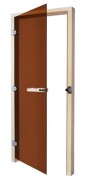 Дверь левая Sawo 1890х690, осина, 8 мм, 3 петли, бронза