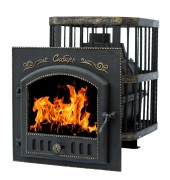 Печь банная Сибирь-24 с каминной дверцей Сибирь