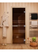 Дверь в баню и сауну Doorwood Эталон Бронза 1900x700 (стекло 10 мм, 3 петли)